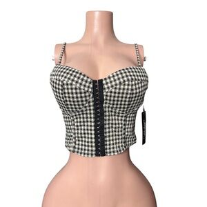 Black and White Checkered Corset Top